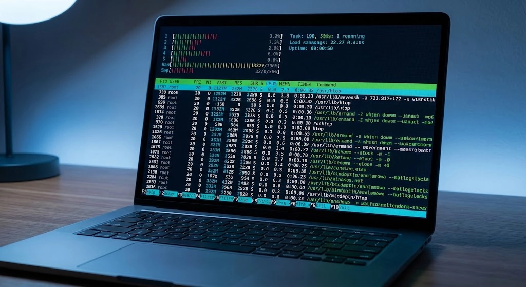 Monitoring Ubuntu VPS performance and CPU usage with htop